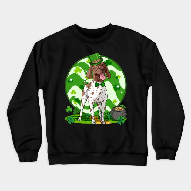 German Shorthaired Pointer Dog St Patricks Day Leprechaun Crewneck Sweatshirt by Noseking